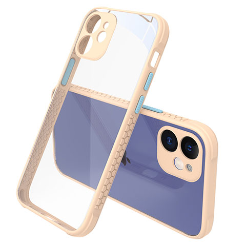 Custodia Silicone Trasparente Specchio Laterale Cover M05 per Apple iPhone 12 Oro