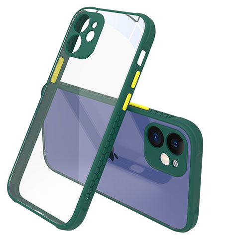 Custodia Silicone Trasparente Specchio Laterale Cover M05 per Apple iPhone 12 Verde