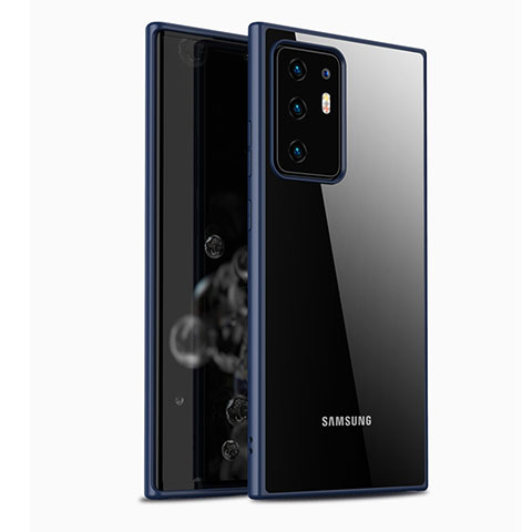 Custodia Silicone Trasparente Specchio Laterale Cover M05 per Samsung Galaxy Note 20 Ultra 5G Blu