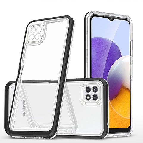 Custodia Silicone Trasparente Specchio Laterale Cover MQ1 per Samsung Galaxy A22s 5G Nero