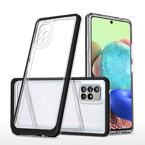 Custodia Silicone Trasparente Specchio Laterale Cover MQ1 per Samsung Galaxy A71 5G Nero