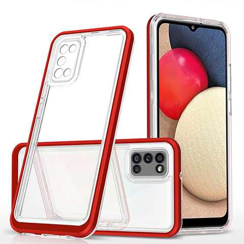 Custodia Silicone Trasparente Specchio Laterale Cover MQ1 per Samsung Galaxy F02S SM-E025F Rosso