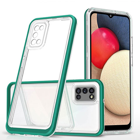 Custodia Silicone Trasparente Specchio Laterale Cover MQ1 per Samsung Galaxy F02S SM-E025F Verde