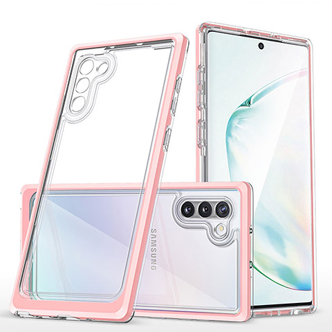 Custodia Silicone Trasparente Specchio Laterale Cover MQ1 per Samsung Galaxy Note 10 5G Oro Rosa