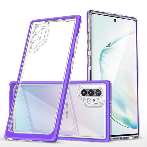 Custodia Silicone Trasparente Specchio Laterale Cover MQ1 per Samsung Galaxy Note 10 Plus 5G Viola