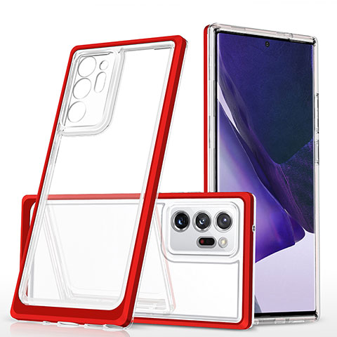 Custodia Silicone Trasparente Specchio Laterale Cover MQ1 per Samsung Galaxy Note 20 Ultra 5G Rosso