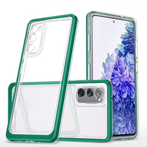 Custodia Silicone Trasparente Specchio Laterale Cover MQ1 per Samsung Galaxy S20 FE 5G Verde