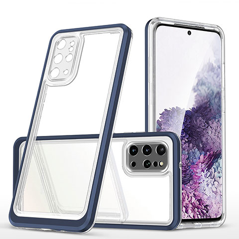 Custodia Silicone Trasparente Specchio Laterale Cover MQ1 per Samsung Galaxy S20 Plus 5G Blu