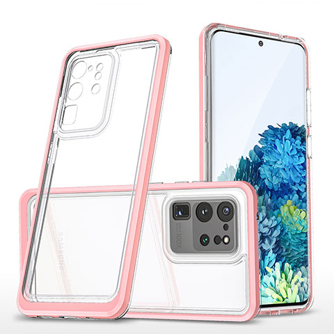 Custodia Silicone Trasparente Specchio Laterale Cover MQ1 per Samsung Galaxy S20 Ultra 5G Oro Rosa