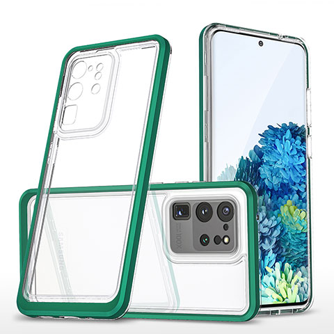 Custodia Silicone Trasparente Specchio Laterale Cover MQ1 per Samsung Galaxy S20 Ultra Verde