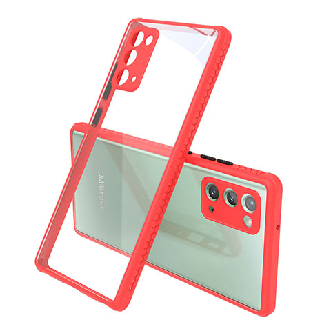 Custodia Silicone Trasparente Specchio Laterale Cover N02 per Samsung Galaxy Note 20 5G Rosso