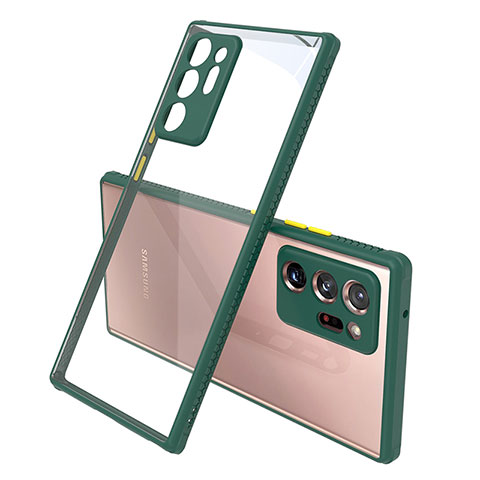 Custodia Silicone Trasparente Specchio Laterale Cover N02 per Samsung Galaxy Note 20 Ultra 5G Verde Notte