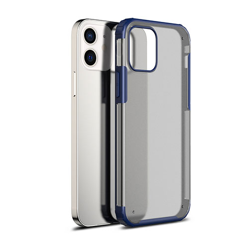 Custodia Silicone Trasparente Specchio Laterale Cover per Apple iPhone 12 Blu