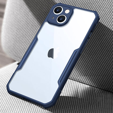 Custodia Silicone Trasparente Specchio Laterale Cover per Apple iPhone 13 Blu