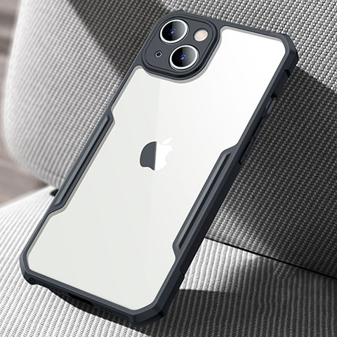 Custodia Silicone Trasparente Specchio Laterale Cover per Apple iPhone 15 Nero
