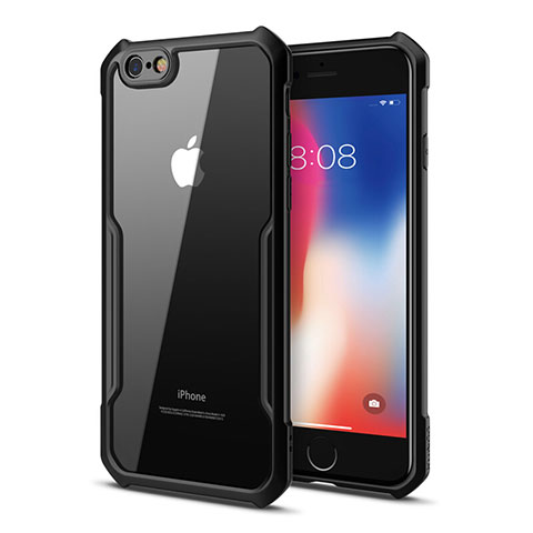Custodia Silicone Trasparente Specchio Laterale Cover per Apple iPhone 6 Nero