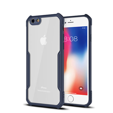 Custodia Silicone Trasparente Specchio Laterale Cover per Apple iPhone 6S Blu