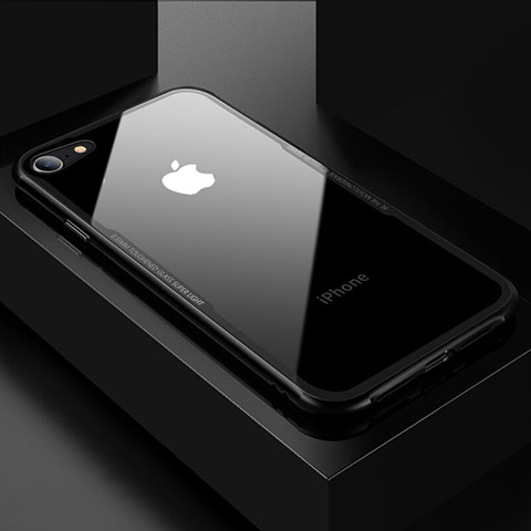 Custodia Silicone Trasparente Specchio Laterale Cover per Apple iPhone 8 Nero