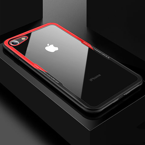 Custodia Silicone Trasparente Specchio Laterale Cover per Apple iPhone SE (2020) Rosso e Nero