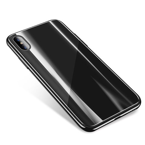 Custodia Silicone Trasparente Specchio Laterale Cover per Apple iPhone Xs Nero