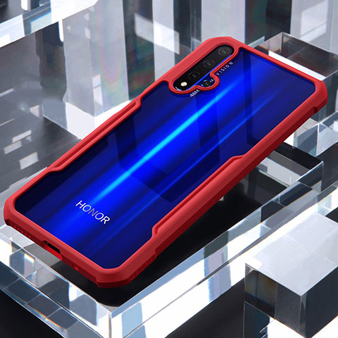 Custodia Silicone Trasparente Specchio Laterale Cover per Huawei Honor 20 Rosso