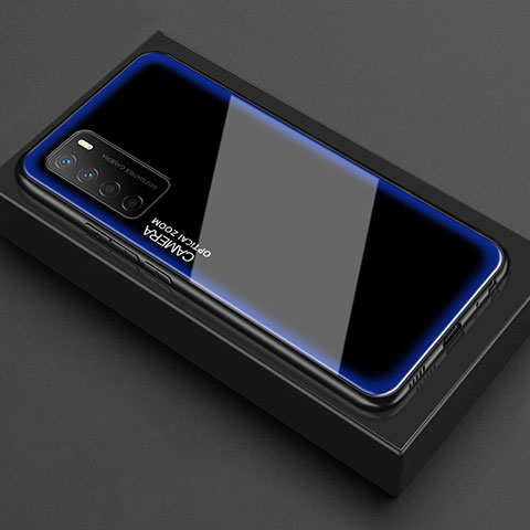 Custodia Silicone Trasparente Specchio Laterale Cover per Huawei Honor Play4 5G Blu