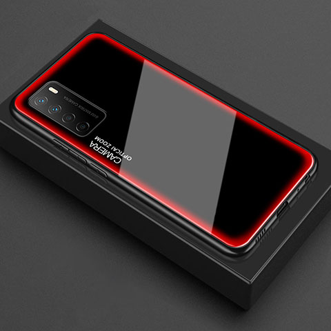 Custodia Silicone Trasparente Specchio Laterale Cover per Huawei Honor Play4 5G Rosso