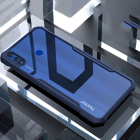 Custodia Silicone Trasparente Specchio Laterale Cover per Huawei Honor V10 Lite Blu