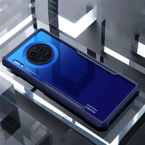 Custodia Silicone Trasparente Specchio Laterale Cover per Huawei Mate 30 Pro Blu