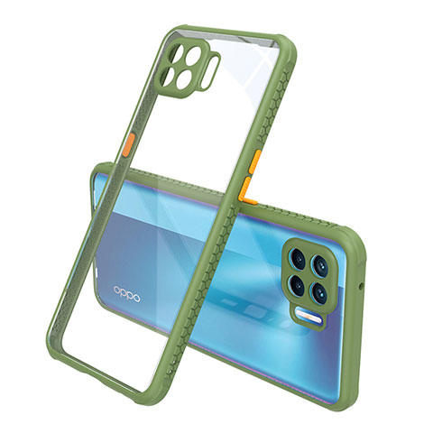 Custodia Silicone Trasparente Specchio Laterale Cover per Oppo A93 Verde