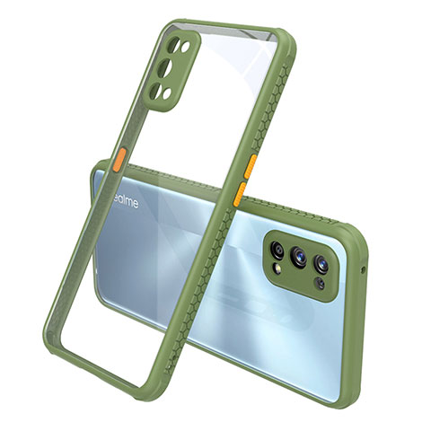 Custodia Silicone Trasparente Specchio Laterale Cover per Realme 7 Pro Verde