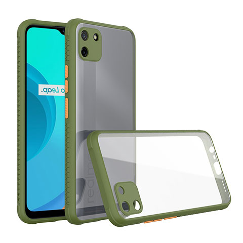 Custodia Silicone Trasparente Specchio Laterale Cover per Realme C11 Verde