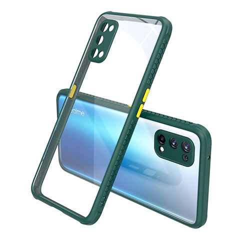 Custodia Silicone Trasparente Specchio Laterale Cover per Realme X7 Pro 5G Verde Notte