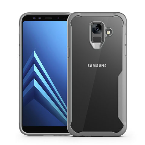 Custodia Silicone Trasparente Specchio Laterale Cover per Samsung Galaxy A6 (2018) Dual SIM Grigio