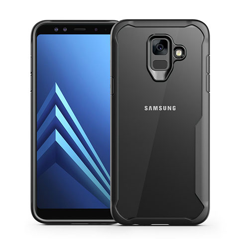 Custodia Silicone Trasparente Specchio Laterale Cover per Samsung Galaxy A6 (2018) Dual SIM Nero