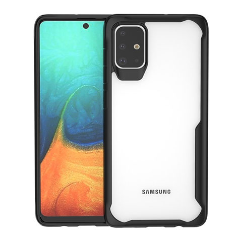 Custodia Silicone Trasparente Specchio Laterale Cover per Samsung Galaxy A71 5G Nero
