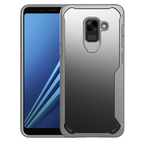 Custodia Silicone Trasparente Specchio Laterale Cover per Samsung Galaxy A8+ A8 Plus (2018) A730F Grigio