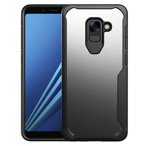 Custodia Silicone Trasparente Specchio Laterale Cover per Samsung Galaxy A8+ A8 Plus (2018) A730F Nero