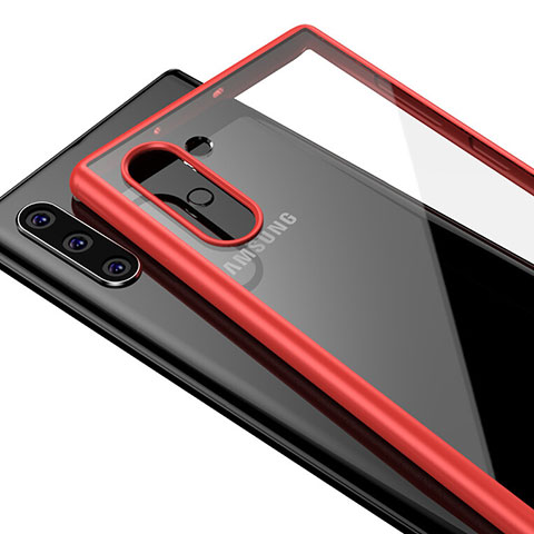 Custodia Silicone Trasparente Specchio Laterale Cover per Samsung Galaxy Note 10 5G Rosso