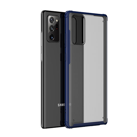 Custodia Silicone Trasparente Specchio Laterale Cover per Samsung Galaxy Note 20 5G Blu