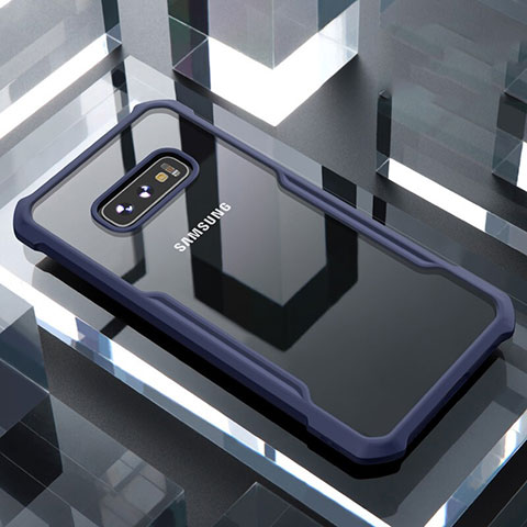 Custodia Silicone Trasparente Specchio Laterale Cover per Samsung Galaxy S10e Blu