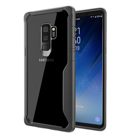 Custodia Silicone Trasparente Specchio Laterale Cover per Samsung Galaxy S9 Plus Grigio
