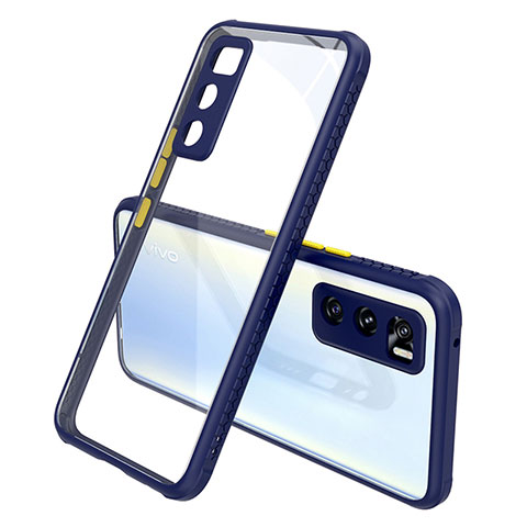 Custodia Silicone Trasparente Specchio Laterale Cover per Vivo V20 SE Blu Notte