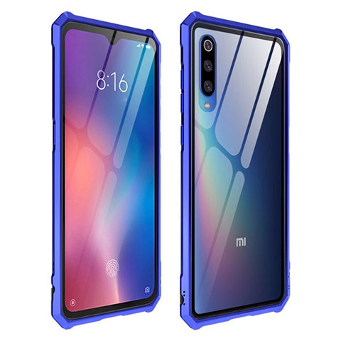 Custodia Silicone Trasparente Specchio Laterale Cover per Xiaomi Mi 9 Blu