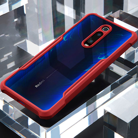 Custodia Silicone Trasparente Specchio Laterale Cover per Xiaomi Redmi K20 Rosso