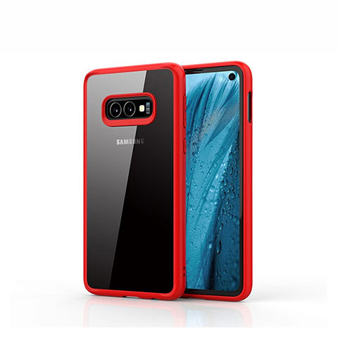 Custodia Silicone Trasparente Specchio Laterale Cover S01 per Samsung Galaxy S10e Rosso