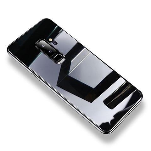 Custodia Silicone Trasparente Specchio Laterale Cover S01 per Samsung Galaxy S9 Plus Nero