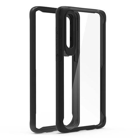 Custodia Silicone Trasparente Specchio Laterale Cover T02 per Huawei P30 Nero