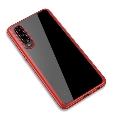 Custodia Silicone Trasparente Specchio Laterale Cover T03 per Huawei P30 Rosso