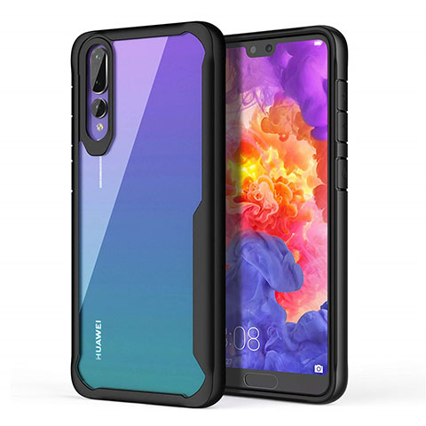 Custodia Silicone Trasparente Specchio Laterale Cover Z01 per Huawei P20 Pro Nero